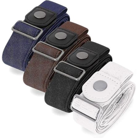 4 kpl Nappitonitta Invisible Stretch Vyö - musta + ruskea + sininen + valkoinen