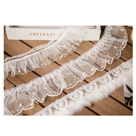 3 kpl 1 jaardia (91 cm) organza-pitsikoriste, plisseerattu tyllipitsi kangas, plisseerattu