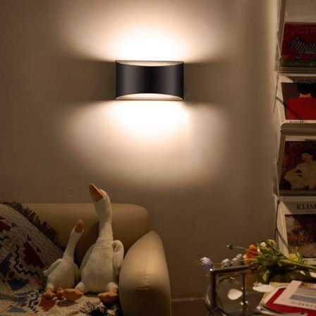 Sats av 2 inomhusvägglampor, modern svart med upp och