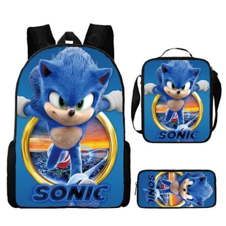 Ny Sonic barnryggsäck animerad 3d-tryckt ryggsäck Sonic barnryggsäck i tre set Y #6
