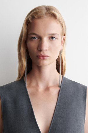 COS Women's Elongated Tasselled Earrings in Silver