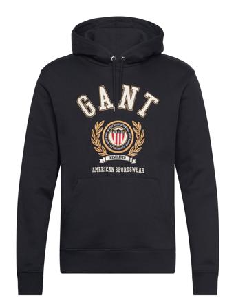 Crest Sweat Hoodie Hettegenser Genser Svart GANT*Betinget Tilbud