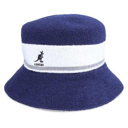 Kangol - Blå bucket Hat - Bermuda Stripe Navy Bucket @ Hatstore