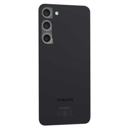 Bakglas till Samsung S23 Plus med kameralins Original Black Phantom Svart