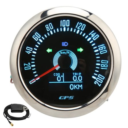 85mm GPS Speedometer 0-200 km/t med blinklys Justerbar 7 Farve Baggrundsbelyst til Bil RV Skib Sort