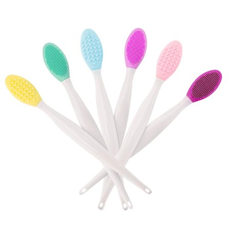 Silikoninen kuoriva huuliharja Kaksipuolinen huuliharja Pehmeä puhdistava huuliharja Kauneustyökalu sileämmälle iholle