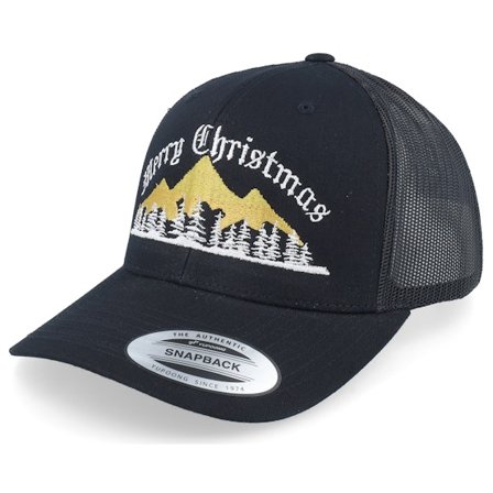 Ho-Ho-Hats - Svart trucker Keps - Ugly Merry Christmas Mountain Black Trucker @ Hatstore