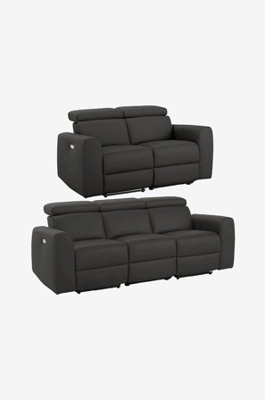 Loft24 - Sofasett Capena 2pers/3pers elektrisk - Brun - Sofaer - Fra Homeroom