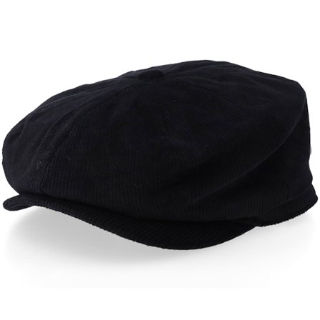 Brixton - Brood Baggy Black Corduroy Snap Cap Flatcap Black Cap - @ Hatstore