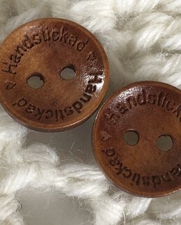 Träknapp Handstickad 15 mm mörkbrun