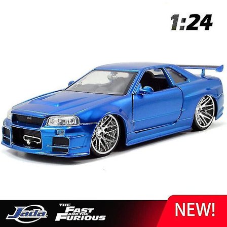 Ny 1:24 Nissan GTR R34 Skyline Ares Leketoy Modellbil i Metall Miniatyrmodell Lekebiler for Barn