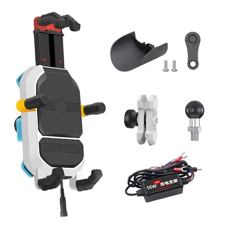 Opgraderet 12V Motorcykel Mobiltelefonholder 15W Trådløs Opladerholder