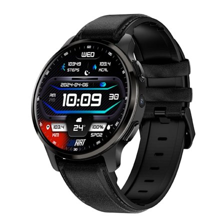 LOKMAT Appllp 2 46mm Svart Urtavla Svart Läderrem Smartwatch