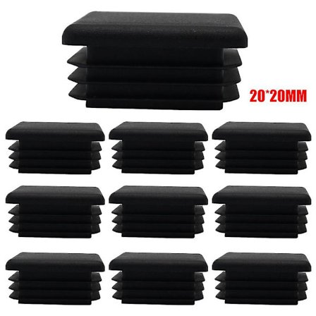 Kvadratiske Plastpropper Rørstol Endekappe Stolplugg 10 stk Svarte Plastkvadratpropper