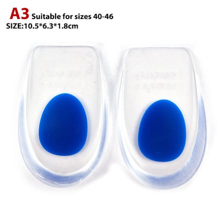 2 Par Silicon Gel Heel Cushion Care Halvklack Innersula Pad bule large-2 par