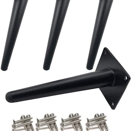 Skråstilte bordben, metallskapben, koniske møbelben, rustfritt stål, svart l