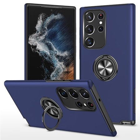 Samsung Galaxy S24 Ultra Hybrid skal med Finger Ring - MörkBlå