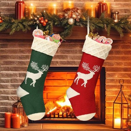 Stor julstrumpa, 4-pack, personliga julstrumpor att fylla, stickade julstrumpor, julstrumpa, öppen spis, juldekoration