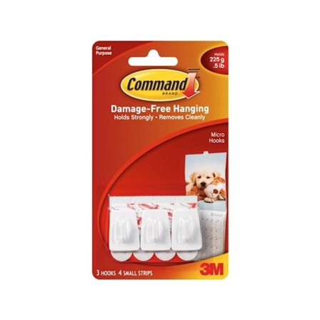 Command Micro Hooks (3-pack) One Size White