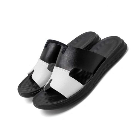 Herre PU Læder Sandaler med Åben Tå - Åndbare og Komfortable Udendørs Hjemmesko, Perfekt til Afslapning White 47