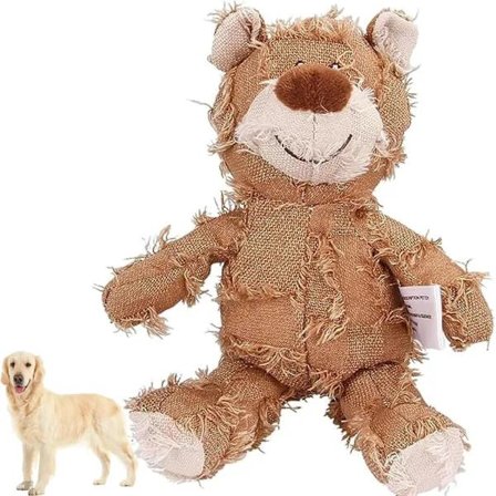 Oförstörbar robust björn, hund gosedjur tuggleksak, hundpipleksaker för aggressiva tuggare stora raser (Färg: 1 st-b) ljusbrun