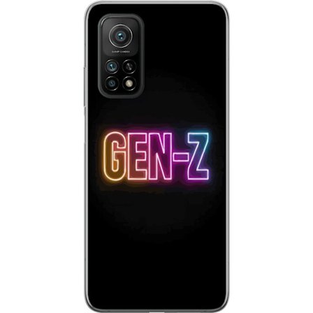 Kompatibelt Mobildeksel til Xiaomi Xiaomi Mi 10T 5G Neontext Gen Z i fargerikt lys mot mørk bakgrunn i moderne digital stil