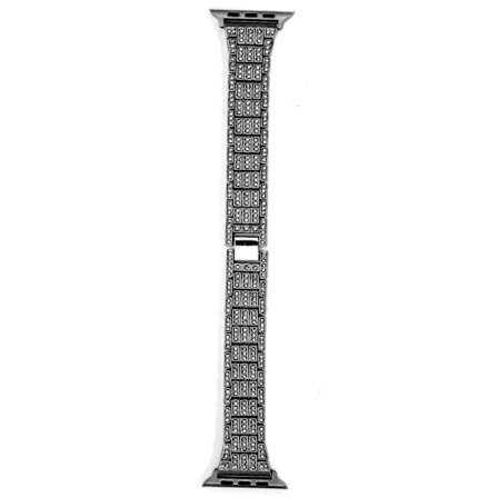 Metal Rem til Ur, 5 Rækker Rhinestones Besat Udskiftnings Rem, Velegnet til IOS Ur 42mm 44mm (Sort)