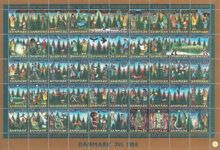 Danmark - Julemærkeark 1986 - Takket - Ubrugt eller foldet