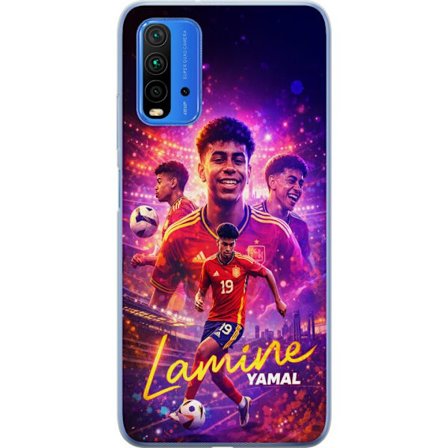 Yhteensopiva Puhelinkuori Xiaomi Xiaomi Redmi Note 9 4G Lamine Yamal jalkapallo juliste Espanjan maajoukkueen pelipaidassa dynaamisella liikkeellä, v
