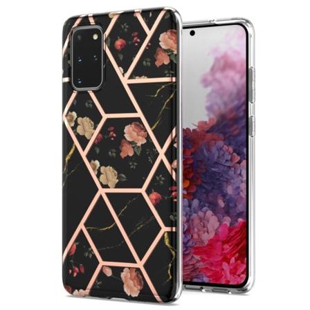 Marble Samsung Galaxy S20 Plus Suojakotelo - Black Flowers Multicolor