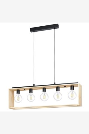 EGLO - Pendellampe Famborough Wood /Black - Sort - Loftpendler - Fra Homeroom