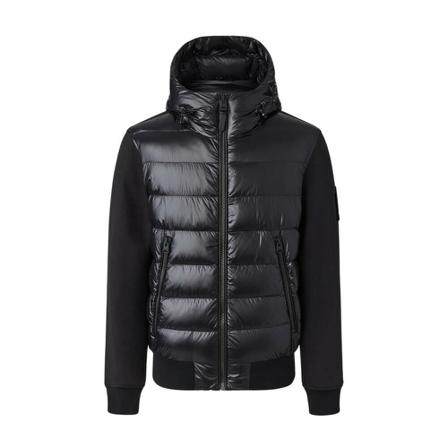 Mackage, Double-face Jersey Bomber Jacket with Hood Zwart, Heren, Maat:L