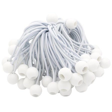 50 st Presenningssnoddar med boll, Gummisnoddar för banderoll, Vit 15cm