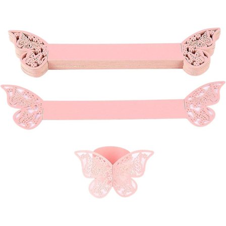 Bryllup Dåp Konfirmasjon Eksamen Dag Sommerfugl Papir Serviett Knapp 50 Stykker Rosa