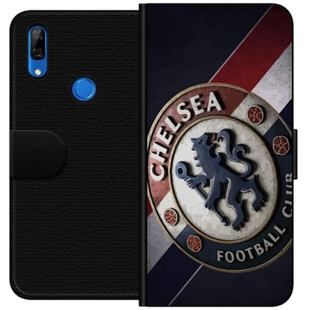 Huawei P Smart Z Plånboksfodral Chelsea FC-emblem i 3D-stil med blå, vita och röda detaljer som ger ett kraftfullt och elegant sportmotiv för fotb