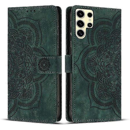 Supererbjudande till lågt pris! Frostat läderfodral för Mandala Emed Retro Telefon Grön Gree-Glad