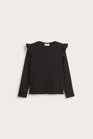 Kappahl | Prążkowany top z długimi rękawami | Czarne