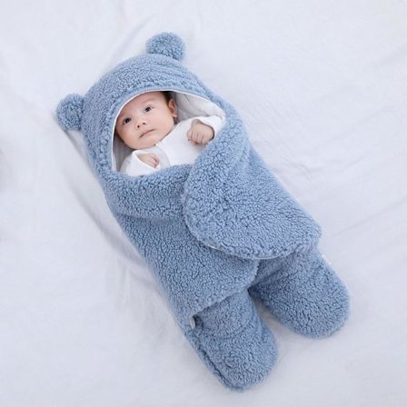 Myke Svøpepledd for Nyfødte Jenter, Viktig Pustende Sett 0-6 Måneder, Blå