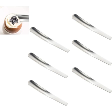 6 stk. æggeskeer i rustfrit stål, mini morgenmadsæggeskeer, små skeer - 10,7 cm længde, teskeer, espressokaffe dessertskesæt i rustfrit stål