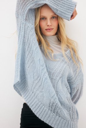 NA-KD Knitted Mohair Blend Sweater - Oversize trøjer - Blå - L