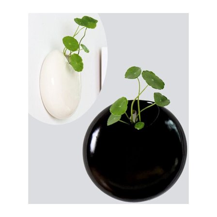 2 st Mini Keramik Väggkruka????, Liten Kruka???? för balkong, inomhus och utomhus (svart) - 11,3 x 3,6 x 11 cm