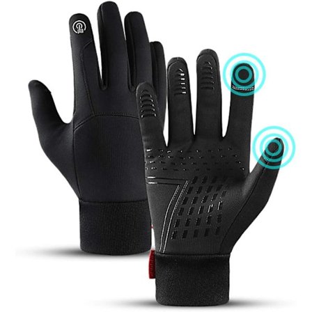 Vanntette berøringsskjermhansker for sport for menn og kvinner, svarte, for vintersykling, løping og ski
