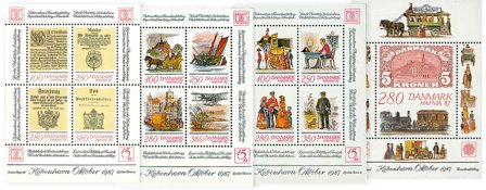 Danmark 1986 - AFA 827, 852, 869, 889 - 4 miniark - Postfrisk