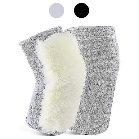 Darmowade 2 stk. Tykke fleeceforede knevarmere for kvinner menn, kasjmir knebeskytter ull kneermer, grå