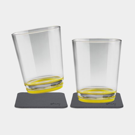 Magnetiska plastglas Silwy Magnetic Drinking Cup Oh Yellow, transparent/gul, 25 cl, 2-pack + magnetiska glasunderlägg