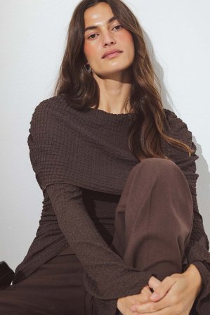 NA-KD Strukturerad cape-topp - Vardagstoppar - Brun - M (EU 38-40)