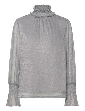 Mmximena Glam Blouse Bluse Langermet Sølv MOS MOSH*Betinget Tilbud