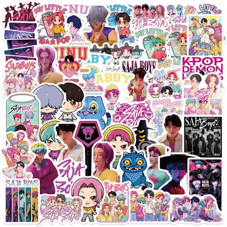 60 kpl Demon Movie Hunters -tarroja Korean Idol Girl Huntrix -tarroja Saja Boys -tarra Derpy Sussy vedenpitävä vinyyli {yh}