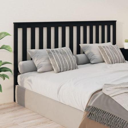 Vidaxl Sänggavel Svart 186x6x101 Cm Massiv Furu Svart
