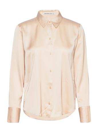 Anf Womens Wovens Langærmet Skjorte Creme Abercrombie & Fitch